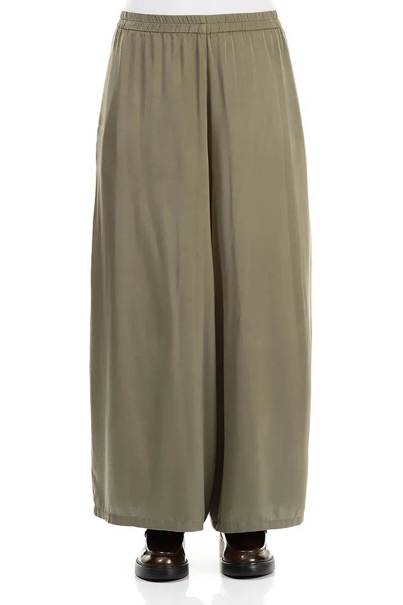 Wide Leg Forest Mist Silk Trousers 1