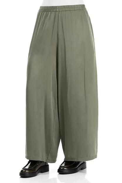 Pantalon large en soie Forest Mist