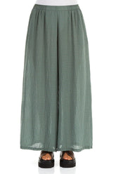 Wide Leg Sage Textured Silk Trousers 1