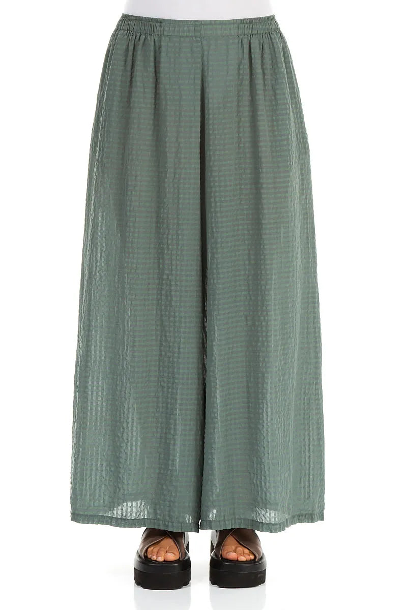 Wide Leg Sage Textured Silk Trousers 1