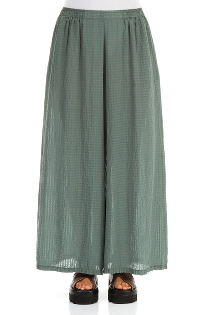 Wide Leg Sage Textured Silk Trousers 1