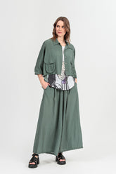 Wide Leg Sage Textured Silk Trousers 7