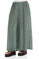 Wide Leg Sage Textured Silk Trousers 3