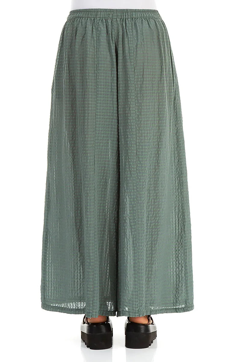 Wide Leg Sage Textured Silk Trousers 3