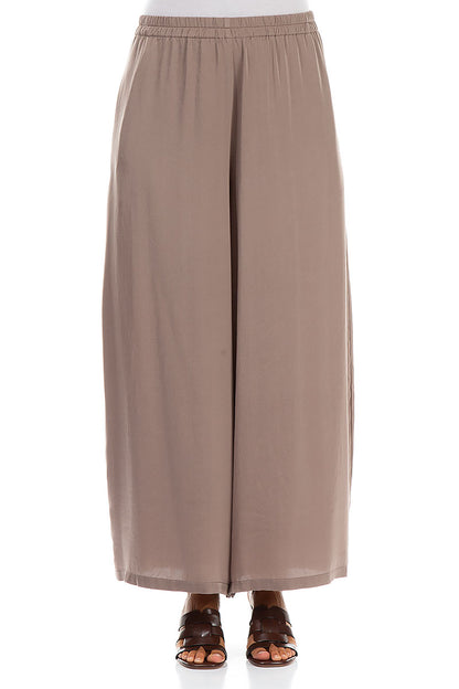 Wide Leg Truffle Silk Trousers 1