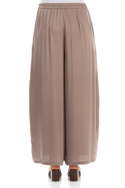 Wide Leg Truffle Silk Trousers 2
