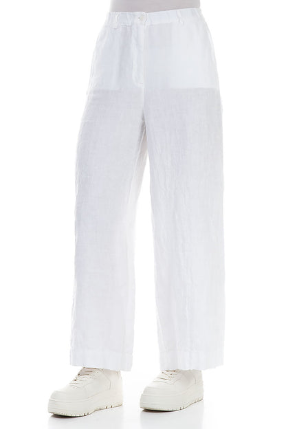 Wide Leg White Linen Trousers 3