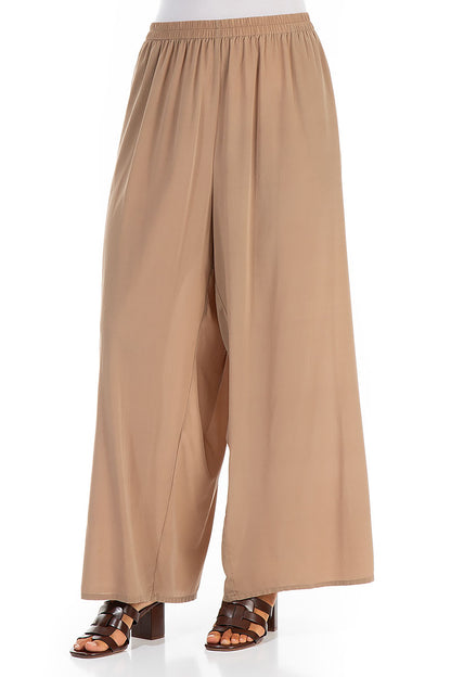 Wide Light Brown Silk Trousers 3