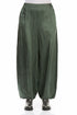 Wide Long Olive Silk Linen Trousers 1