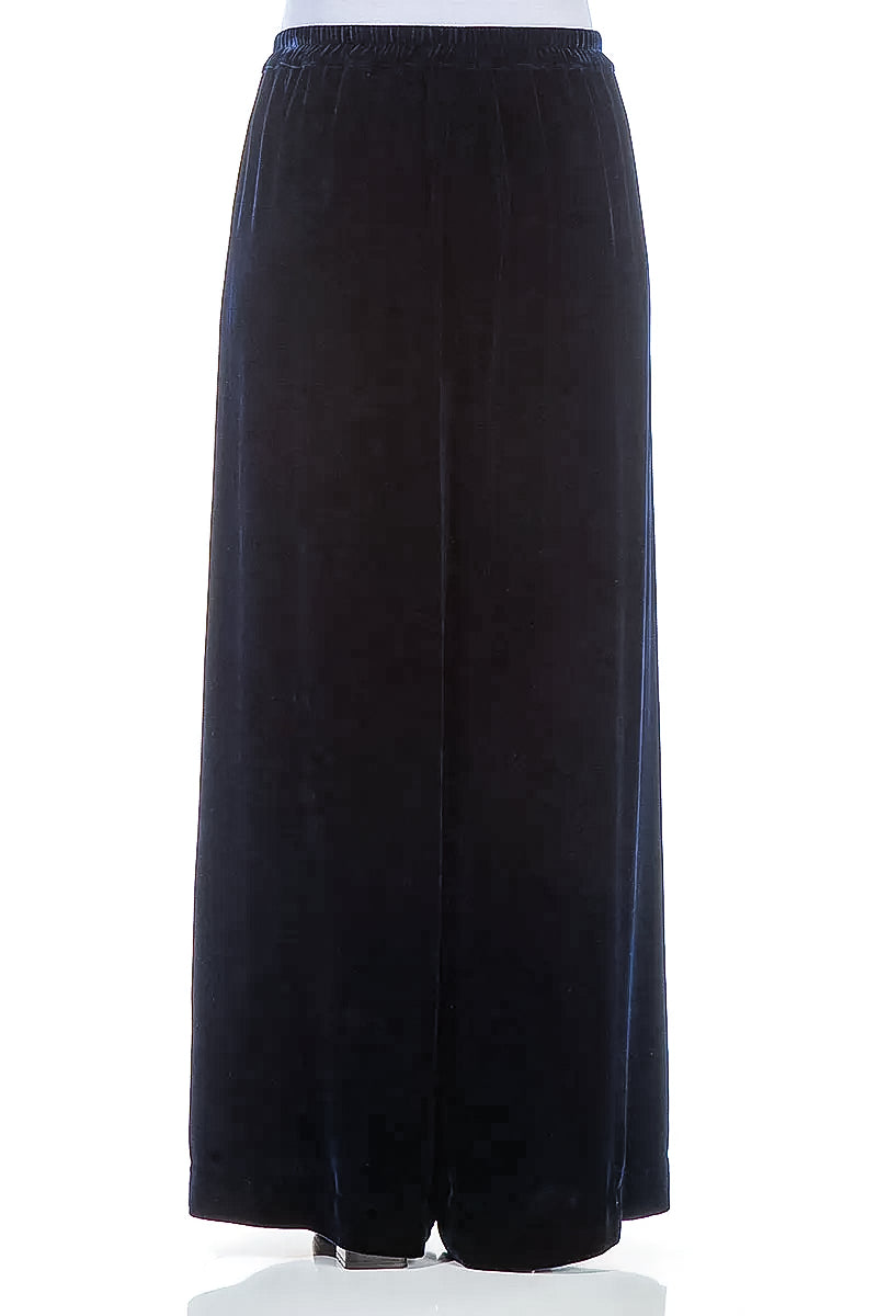 Pantalon large et long en velours de soie bleu roi
