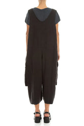 Wide Loose Black Linen Jumpsuit 2