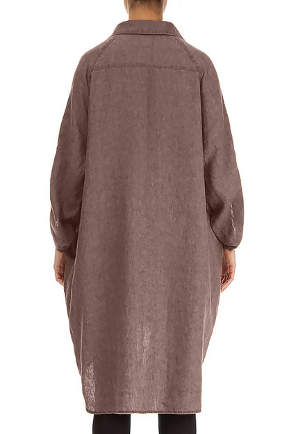 Chemise ample en lin marron