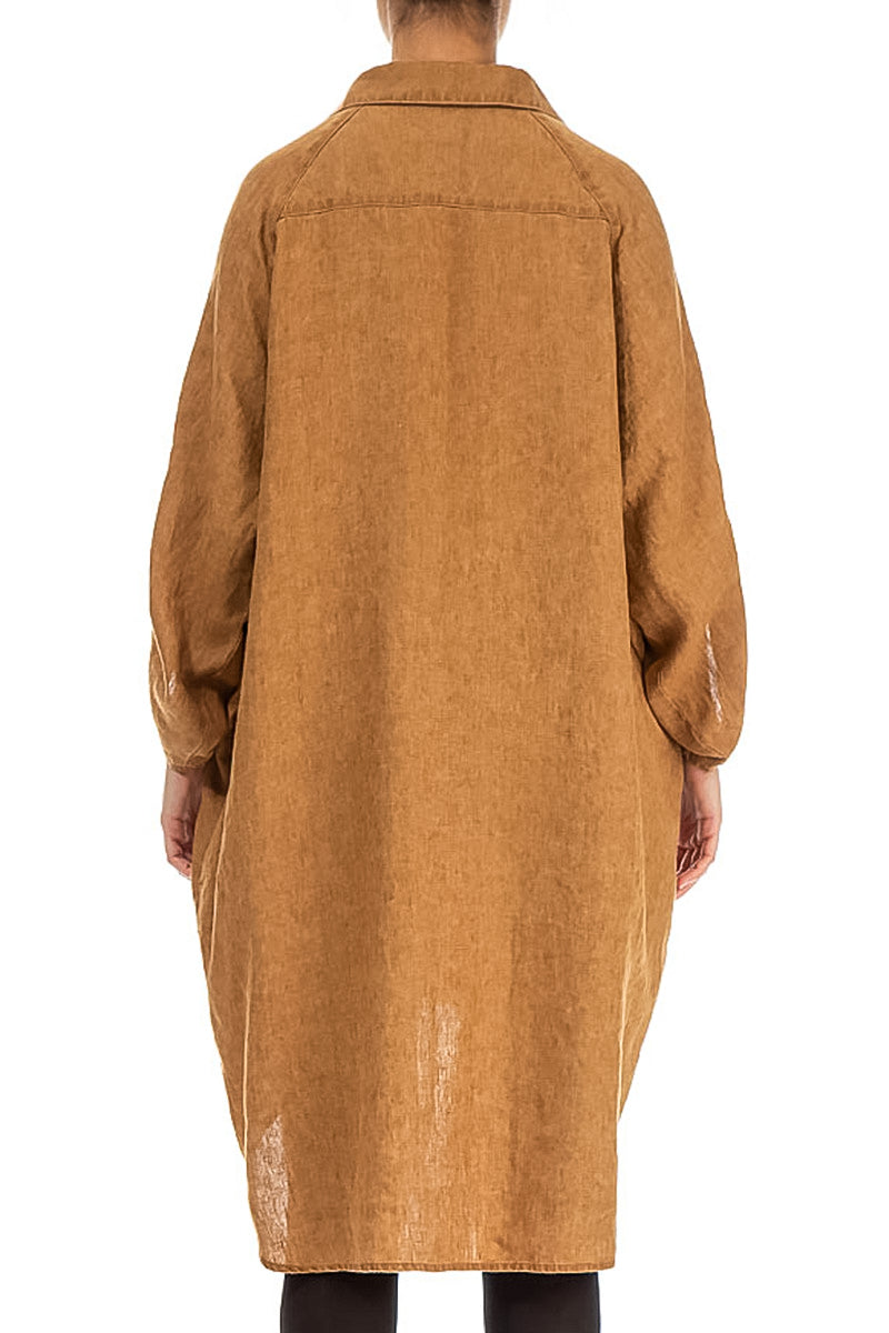 Chemise ample en lin caramel