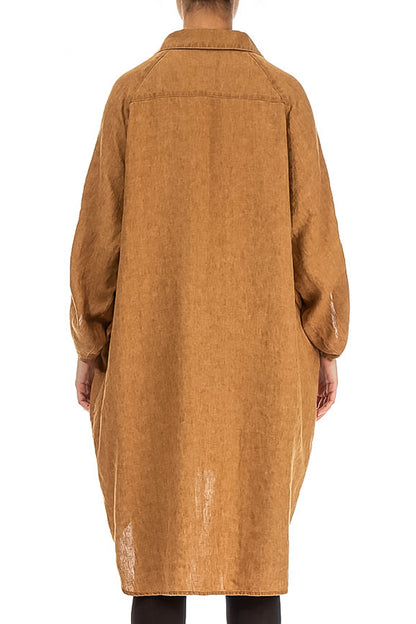 Chemise ample en lin caramel