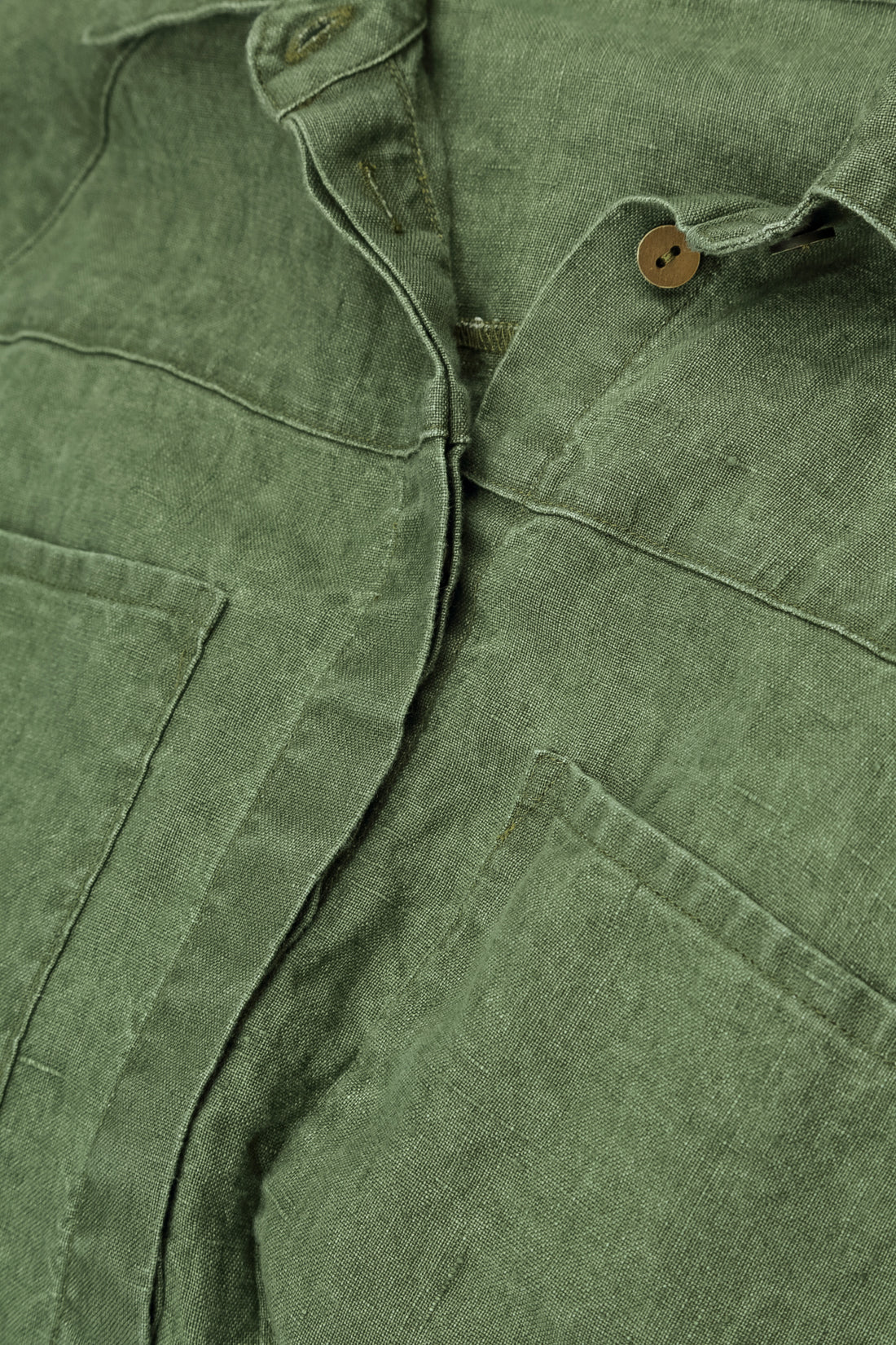 Wide Loose Dark Sage Linen Shirt 5