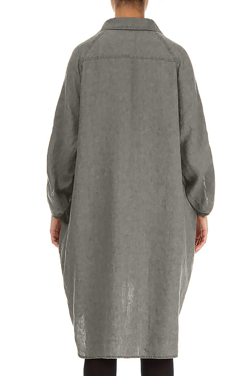 Wide Loose Grey Linen Shirt