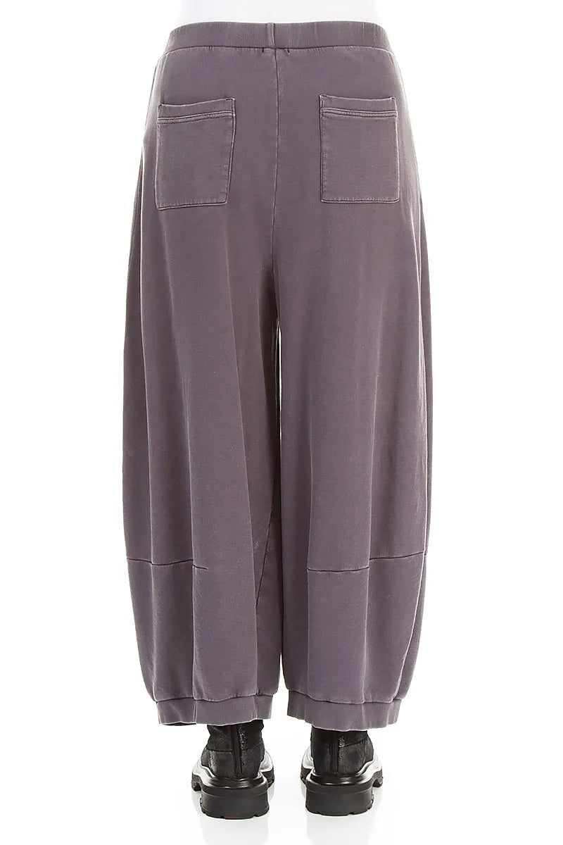 Wide Mauve Grey French Terry Cotton Trousers