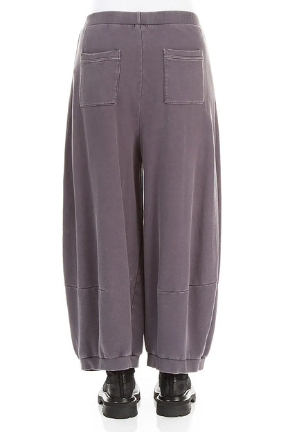Wide Mauve Grey French Terry Cotton Trousers