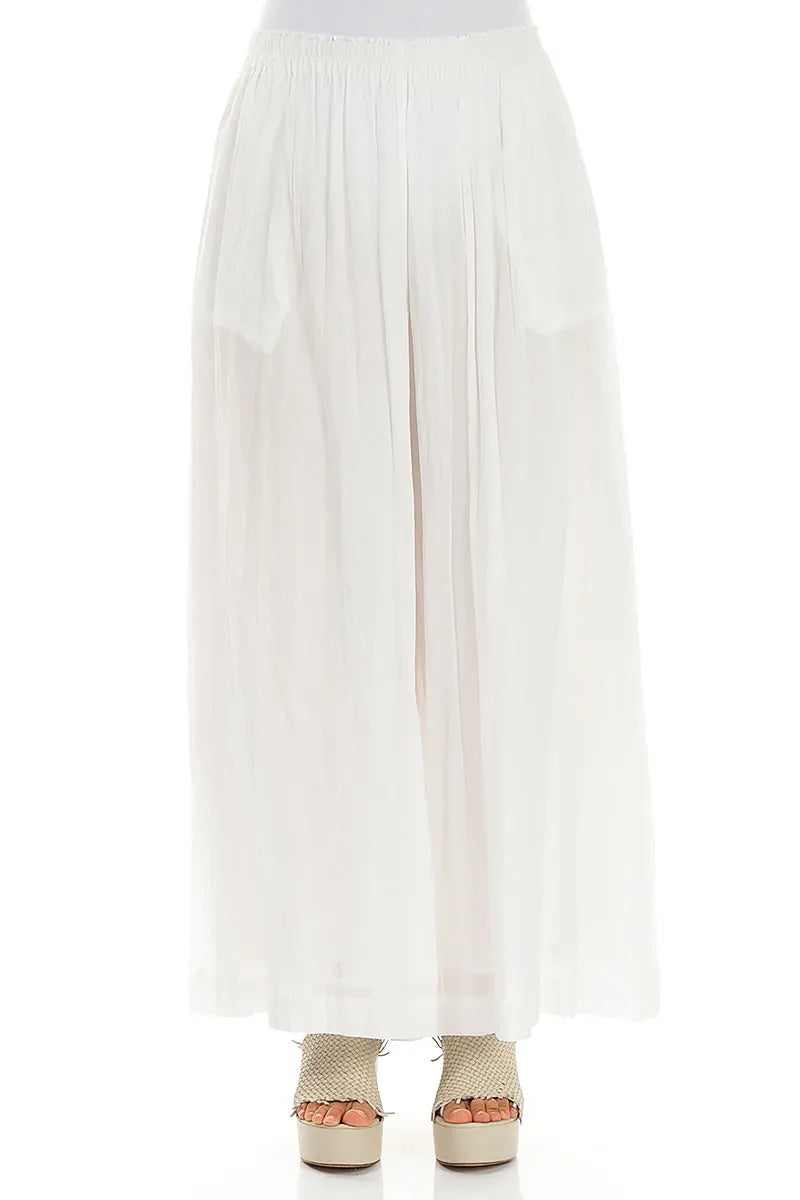 Pantalon large froissé en coton blanc cassé