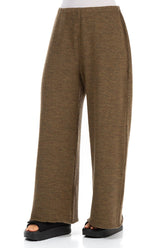 Wide Khaki Knitted Wool Trousers 3