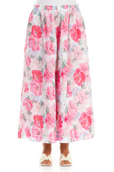 Wide Peony Blossom Cotton Trousers 1