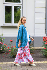 Wide Peony Blossom Cotton Trousers 6