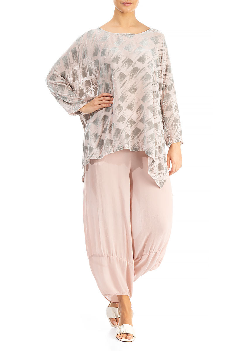 Wide Pink Silk Trousers 4