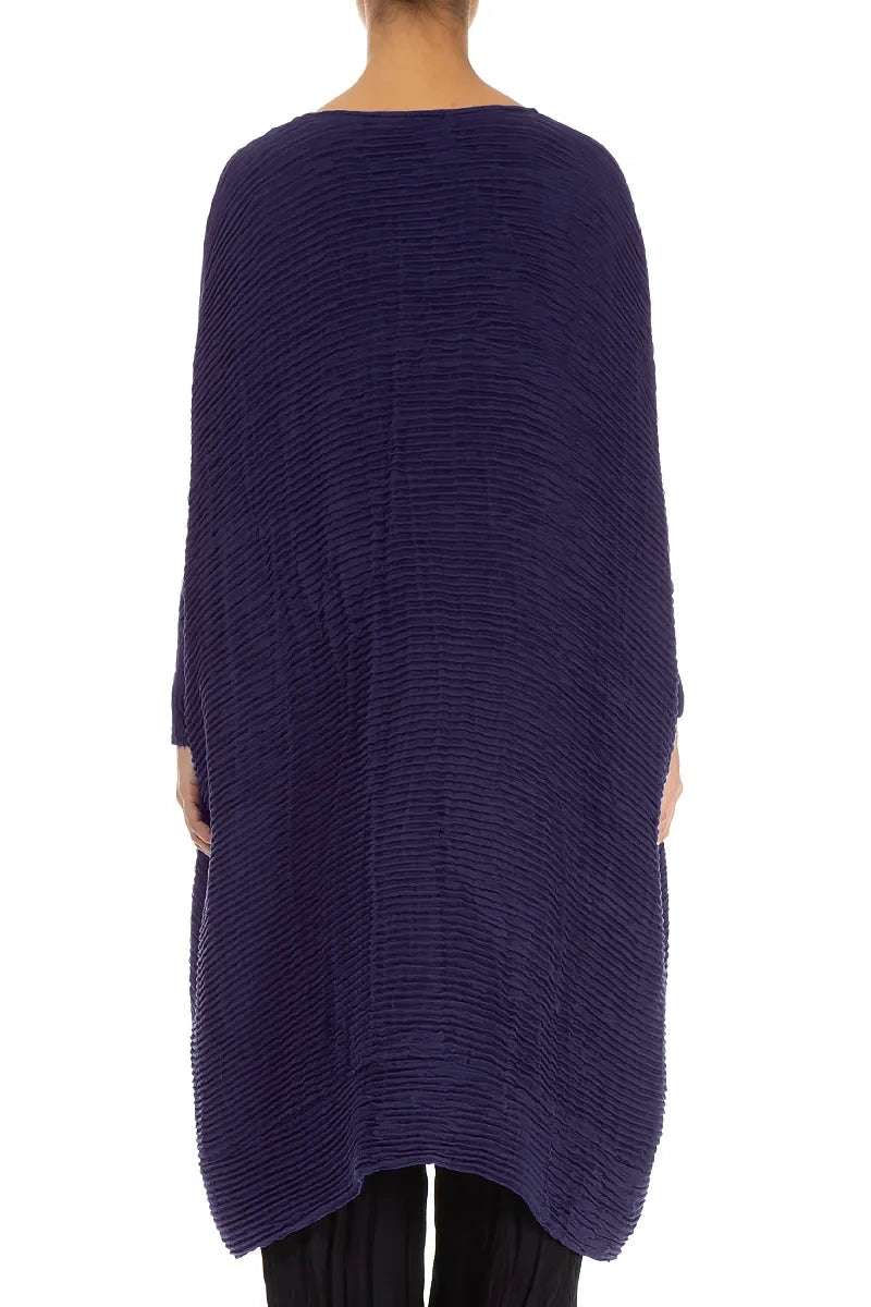 Wide Royal Purple Plissé Silk Kaftan Dress