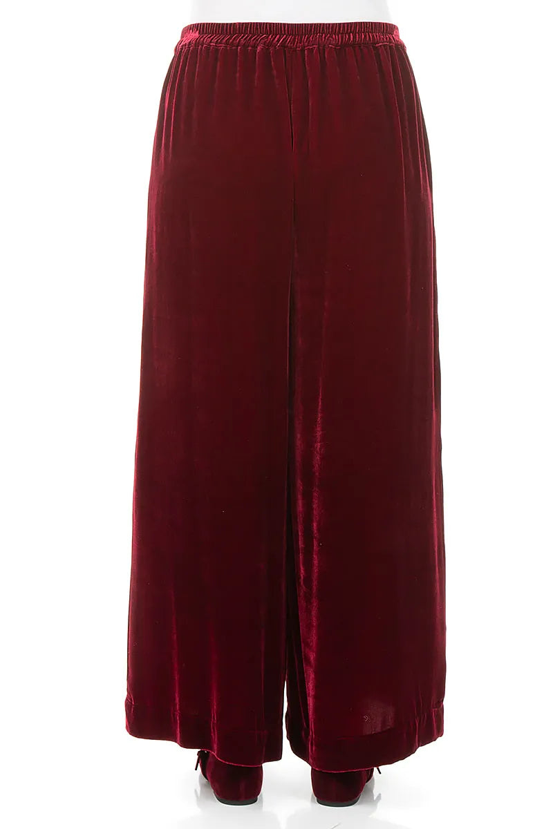 Wide Ruby Silk Velvet Trousers 2