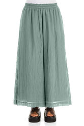 Wide Sage Crumpled Cotton Trousers 1