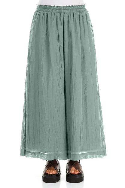 Wide Sage Crumpled Cotton Trousers 1