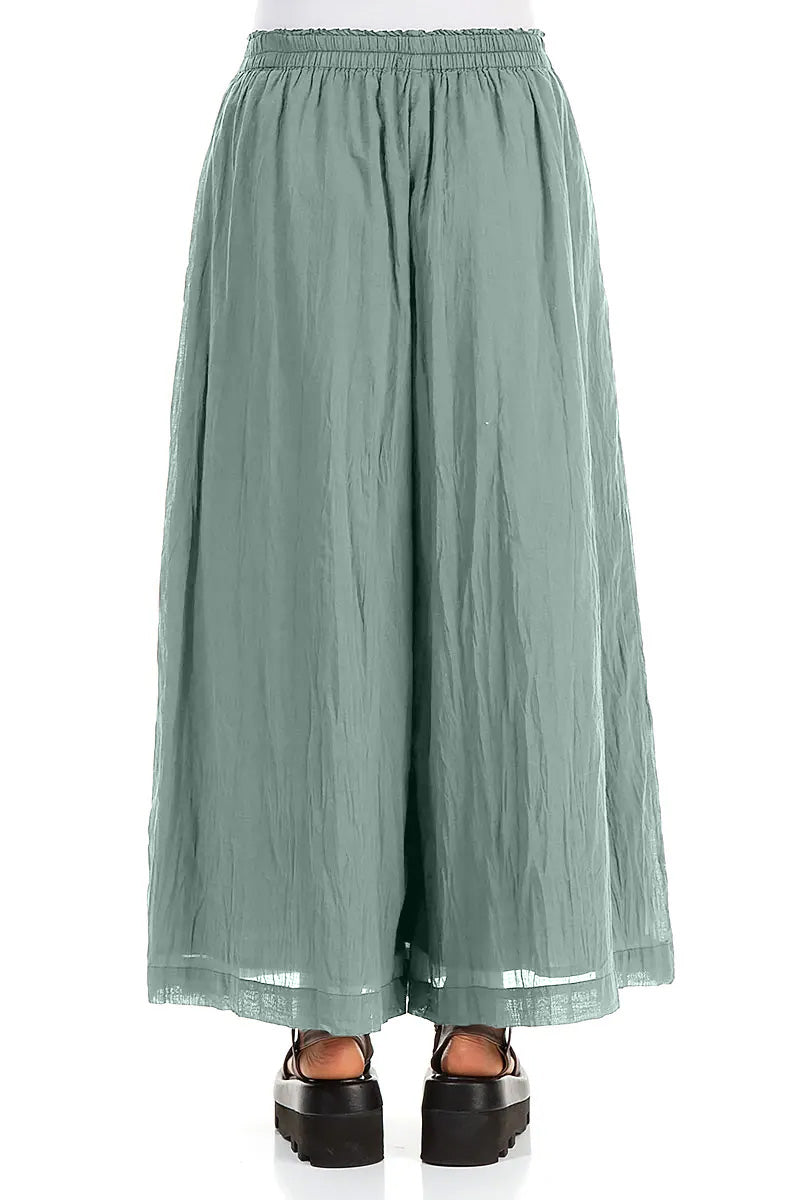 Wide Sage Crumpled Cotton Trousers 2
