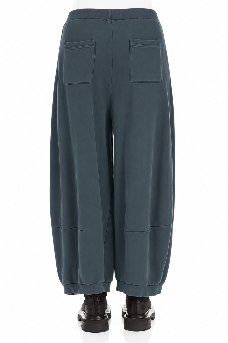 Pantalon large gris ardoise en coton French Terry
