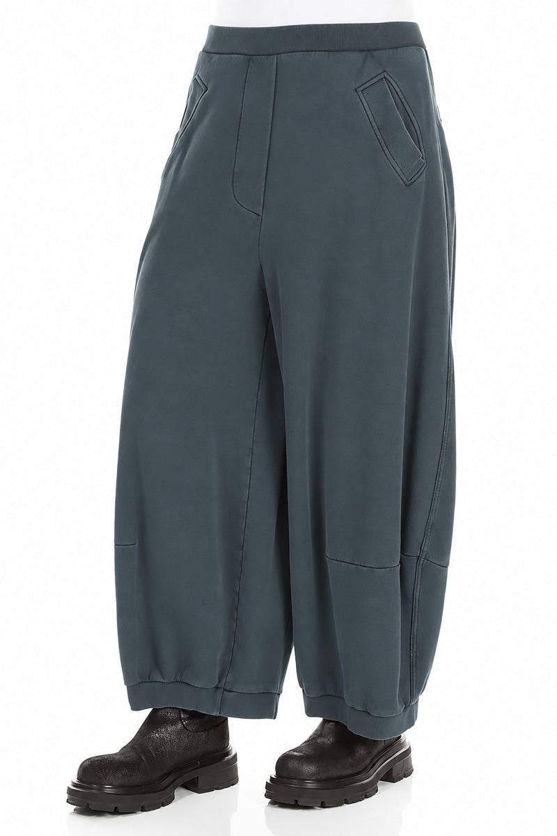 Wide Slate French Terry Cotton Trousers 3