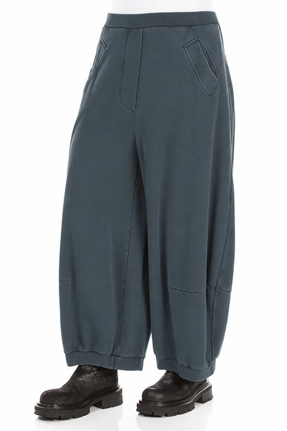 Pantalon large gris ardoise en coton French Terry