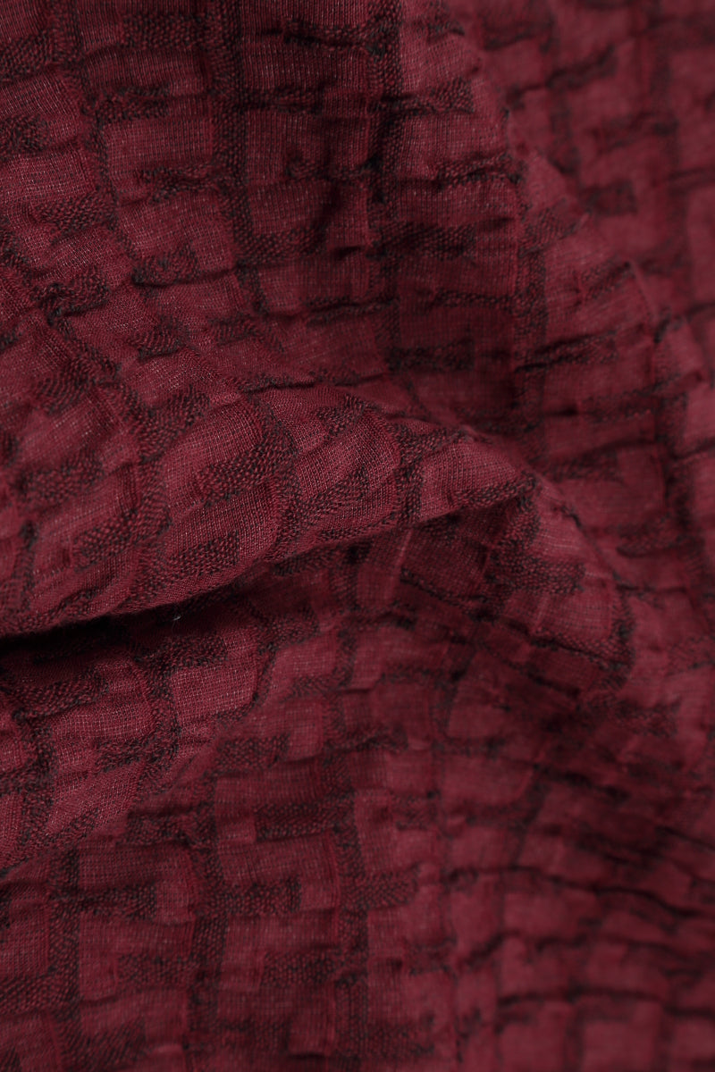 Wide Textured Burgundy Linen Trousers 5