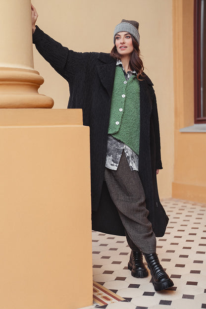 Wide Tie Up Silver Sage Mélange Linen Trousers 6