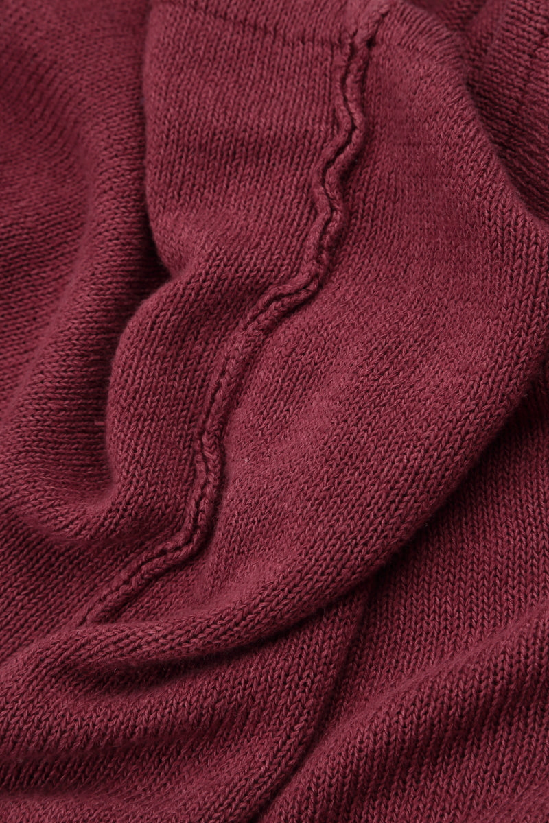 Wide Wavy Seam Antique Ruby Linen Jumper 5