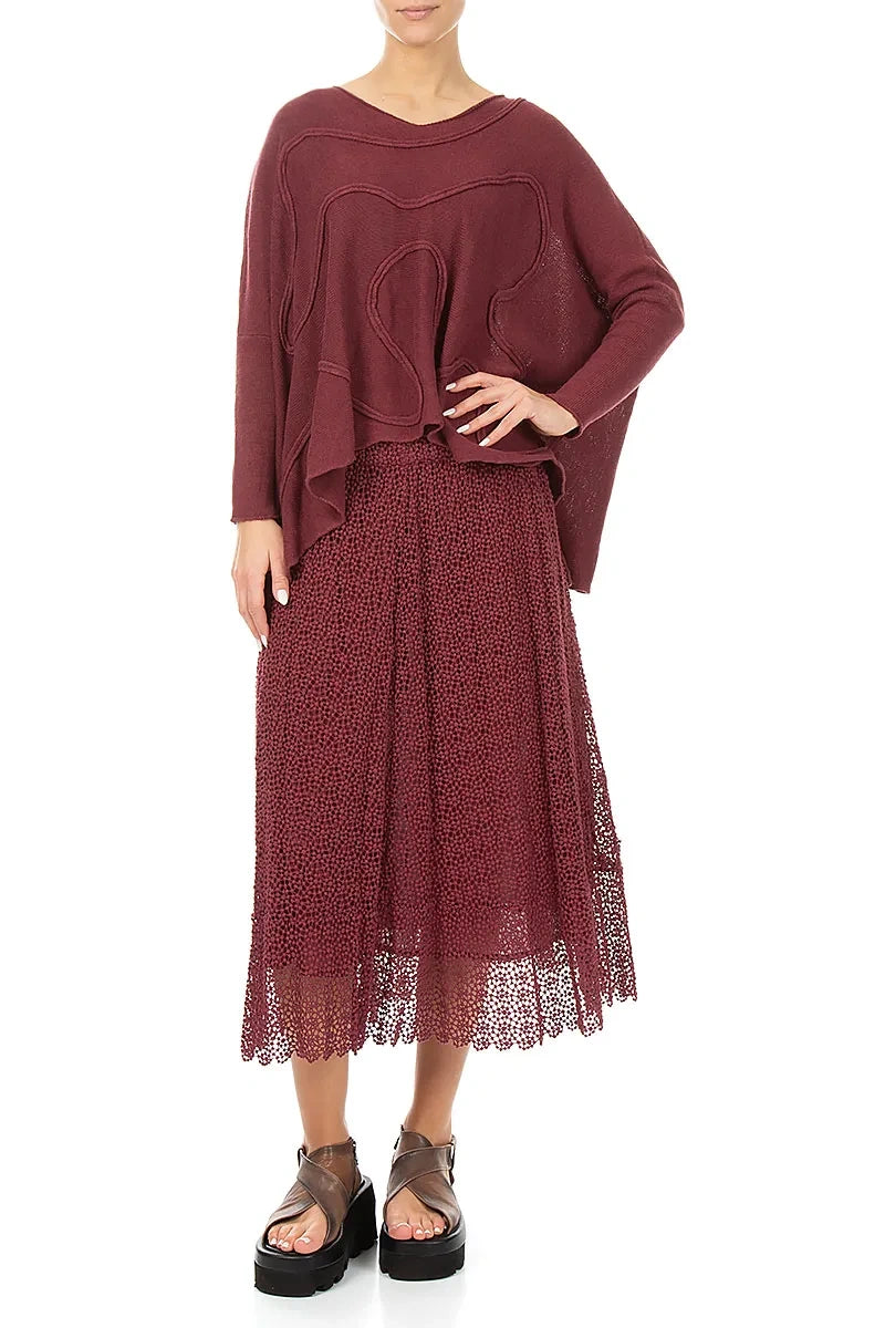 Wide Wavy Seam Antique Ruby Linen Jumper 4