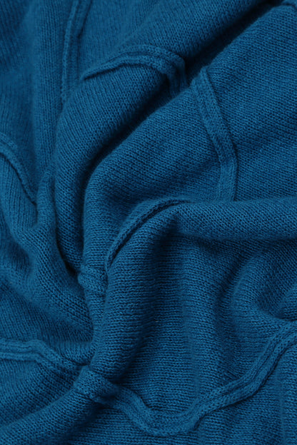 Wide Wavy Seam Cobalt Blue Linen Jumper