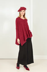 Wide Wavy Seam Ruby Red Wool Sweater 7