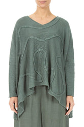 Wide Wavy Seam Sage Linen Jumper 1
