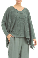 Wide Wavy Seam Sage Linen Jumper 3