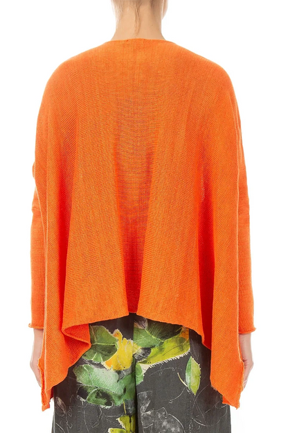 Wide Wavy Seam Spiced Orange Linen Jumper