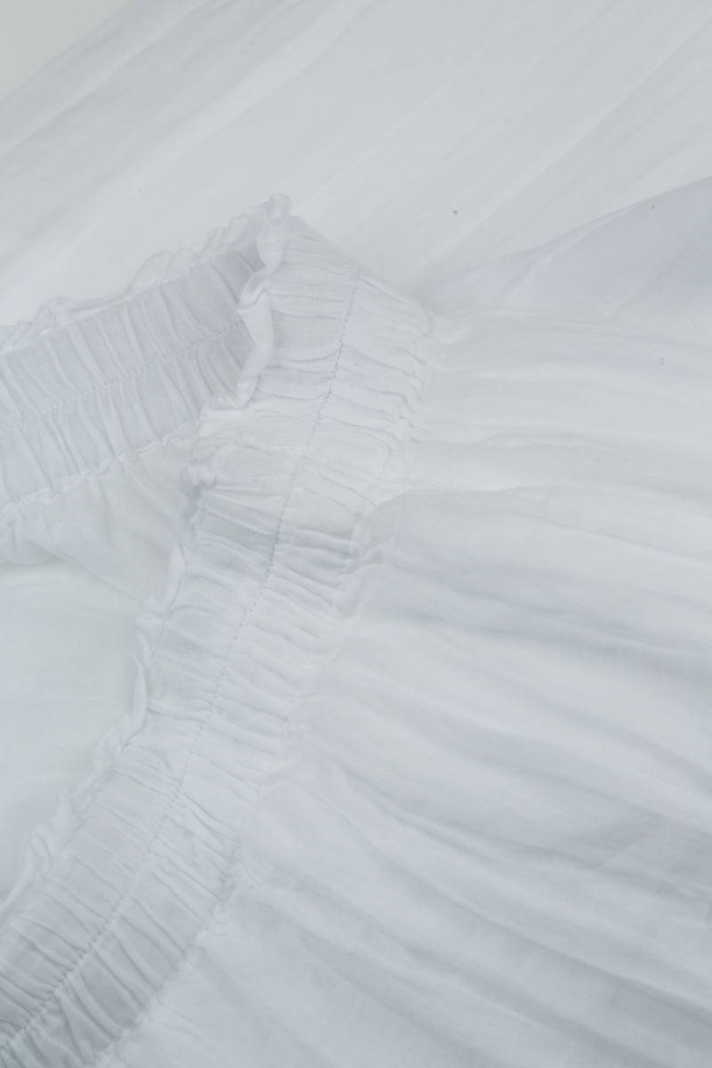 Wide White Crumpled Cotton Trousers 5