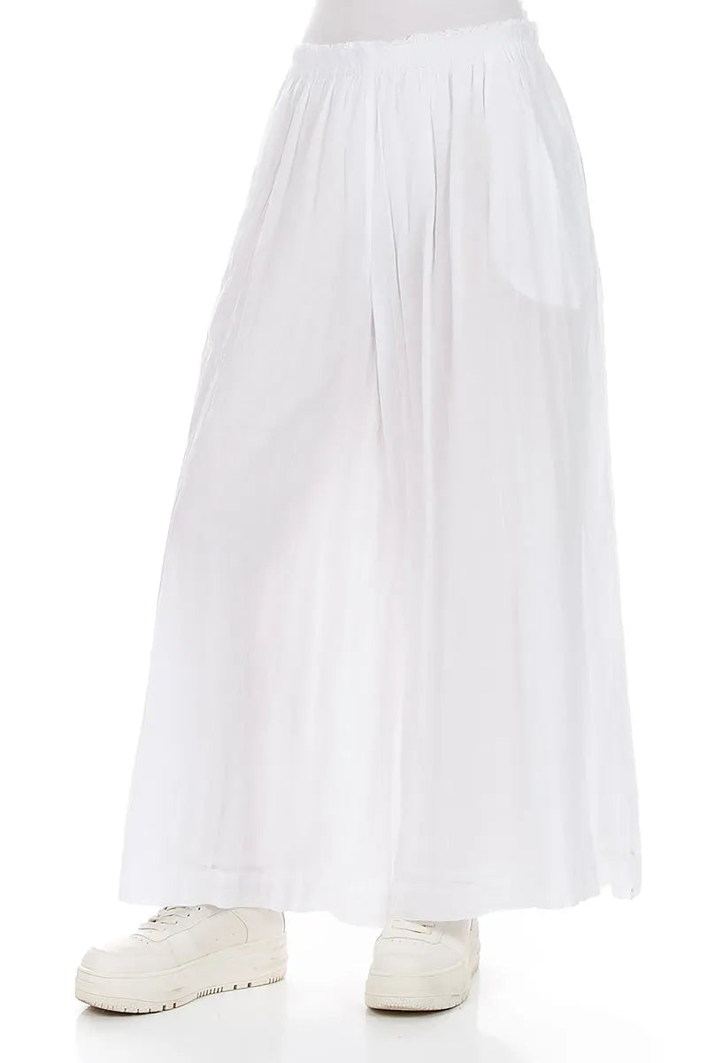 Wide White Crumpled Cotton Trousers 3