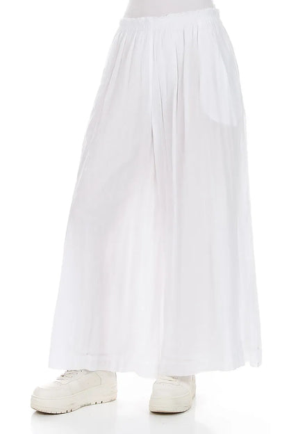 Wide White Crumpled Cotton Trousers 3
