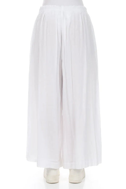 Wide White Crumpled Cotton Trousers 2