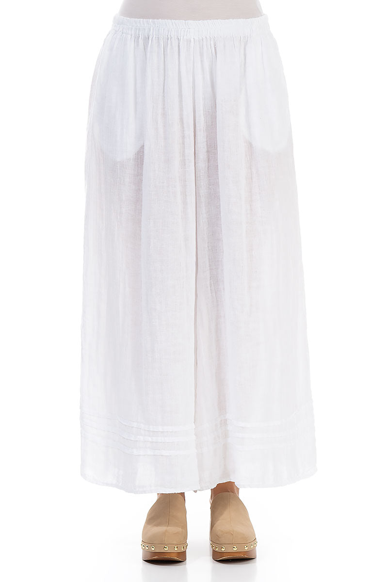 Wide White Gauze Linen Trousers 1