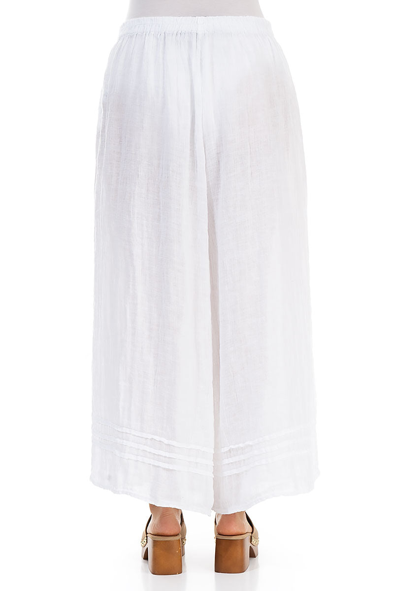 Wide White Gauze Linen Trousers 2